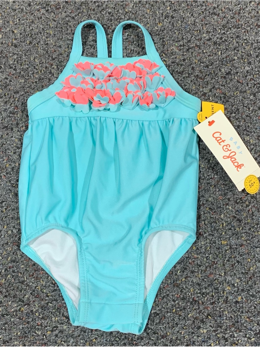 New Cat & Jack girls 6/9 month UPF50 sun protection swimsuit